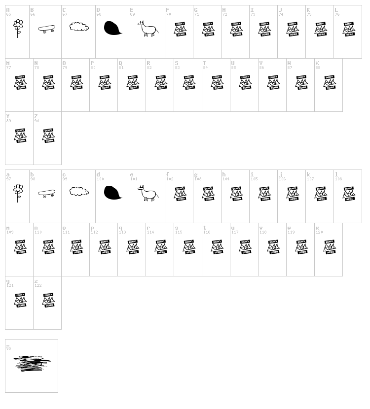 Rayair font map